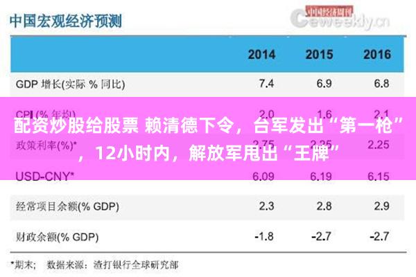 配资炒股给股票 赖清德下令，台军发出“第一枪”，12小时内，解放军甩出“王牌”