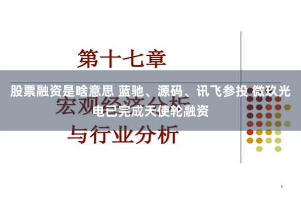 股票融资是啥意思 蓝驰、源码、讯飞参投 微玖光电已完成天使轮融资