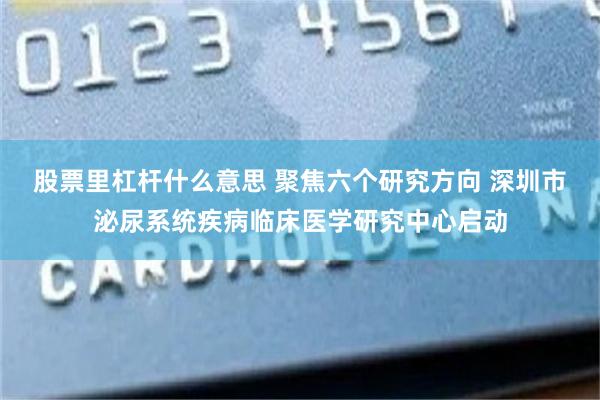 股票里杠杆什么意思 聚焦六个研究方向 深圳市泌尿系统疾病临床医学研究中心启动