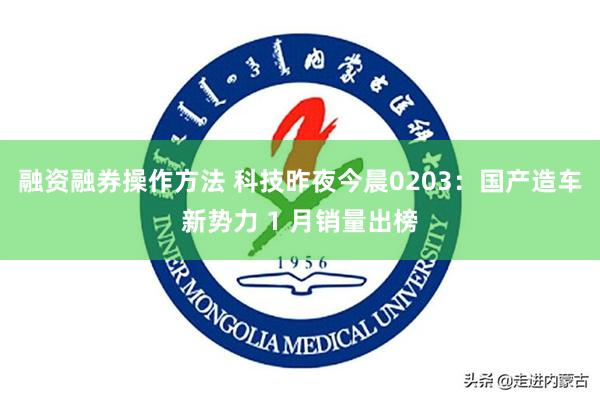 融资融券操作方法 科技昨夜今晨0203：国产造车新势力 1 月销量出榜