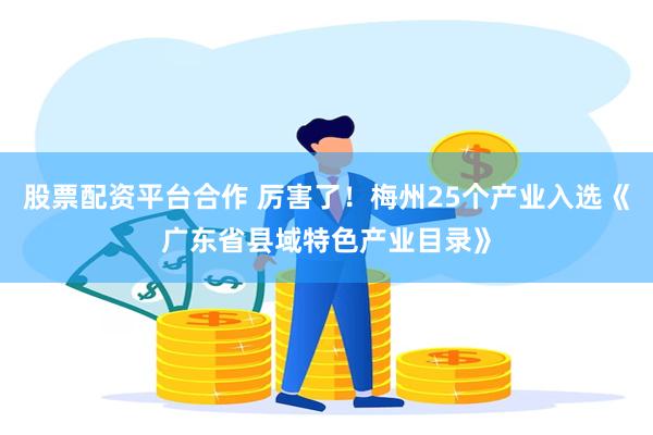 股票配资平台合作 厉害了！梅州25个产业入选《广东省县域特色产业目录》